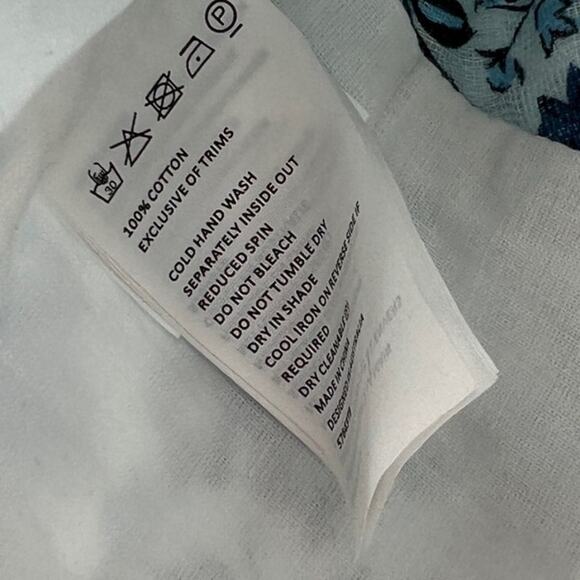 Bardot Blue Floral Linen Off The Shoulder Cropped Top Sz 2 NWT - Picture 6 of 12